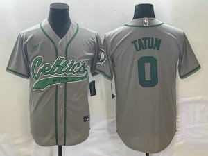 Maillot de Basket #0 Tatum Boston Celtics baseball Gris